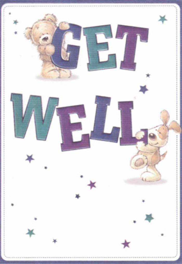 A touching scene unfolds in this get well card, perfectly reflecting the compassionate heart of Dartford. At the center, a doe-eyed teddy bear with plush, textured fur sits atop the joyful, oversized letters spelling 'GET,' while a spirited puppy with long floppy ears nestles protectively by 'WELL' below. Their creamy, expressive features are shaded in hues of indigo and sea-green, reminiscent of Dartford's rolling fields and winding paths through Central Park. Dancing overhead and across the page, twinkling stars in soft purples and blues capture the magic of a community united in hope-much like neighbors in West Hill coming together to support one another. The background is an immaculate canvas of white, amplifying the vibrant colors and radiating a sense of cleanliness, so treasured during moments of healing. There's an almost tactile sense to the artwork-the illustrated fur seems soft and inviting, promising comfort in every brushstroke. This scene, much like a bouquet thoughtfully arranged by a Dartford florist, radiates kindness and reassurance. For anyone receiving this card, paired with a bouquet from Flowers Dartford, it's more than just a gesture-it's a loving embrace from Dartford's community, ensuring warmth, hope, and a gentle boost on the way to recovery.