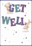 Lively and heartwarming, this illustrated get well card captures the essence of Dartford's friendly community in every detail. The design showcases two delightful companions-a fluffy teddy, smiling gently as he clings to the word 'GET,' and a big-eared puppy, tail wagging beside the prominent 'WELL.' These spirited friends are enveloped in a cascade of twinkling stars shaded in teal, purple, and electric blue-each one sparkling with encouragement, much like the vibrant gatherings in Dartford's Central Park. The text bursts with bold energy, layered in indigo and aqua tones, striking against a spotless cream-white background that glows with clarity and calm. The bear's fur and the puppy's floppy ears are rendered so tactile, they seem to invite a comforting pat, reminiscent of the feeling you get when receiving a bouquet from Flowers Dartford. Every aspect of this composition-playful lines, plush textures, and bright stars-has been crafted to bring smiles, reassure, and spread a little extra kindness. Ideal for pairing with any fresh flower delivery in Dartford, this card's message is simple yet profound: recovery is sweeter when shared with warmth, care, and the heartfelt support of your local community.